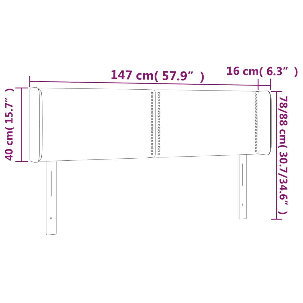 vidaXL Κεφαλάρι με Πτερύγια Μαύρο 147x16x78/88 εκ. Βελούδινο
