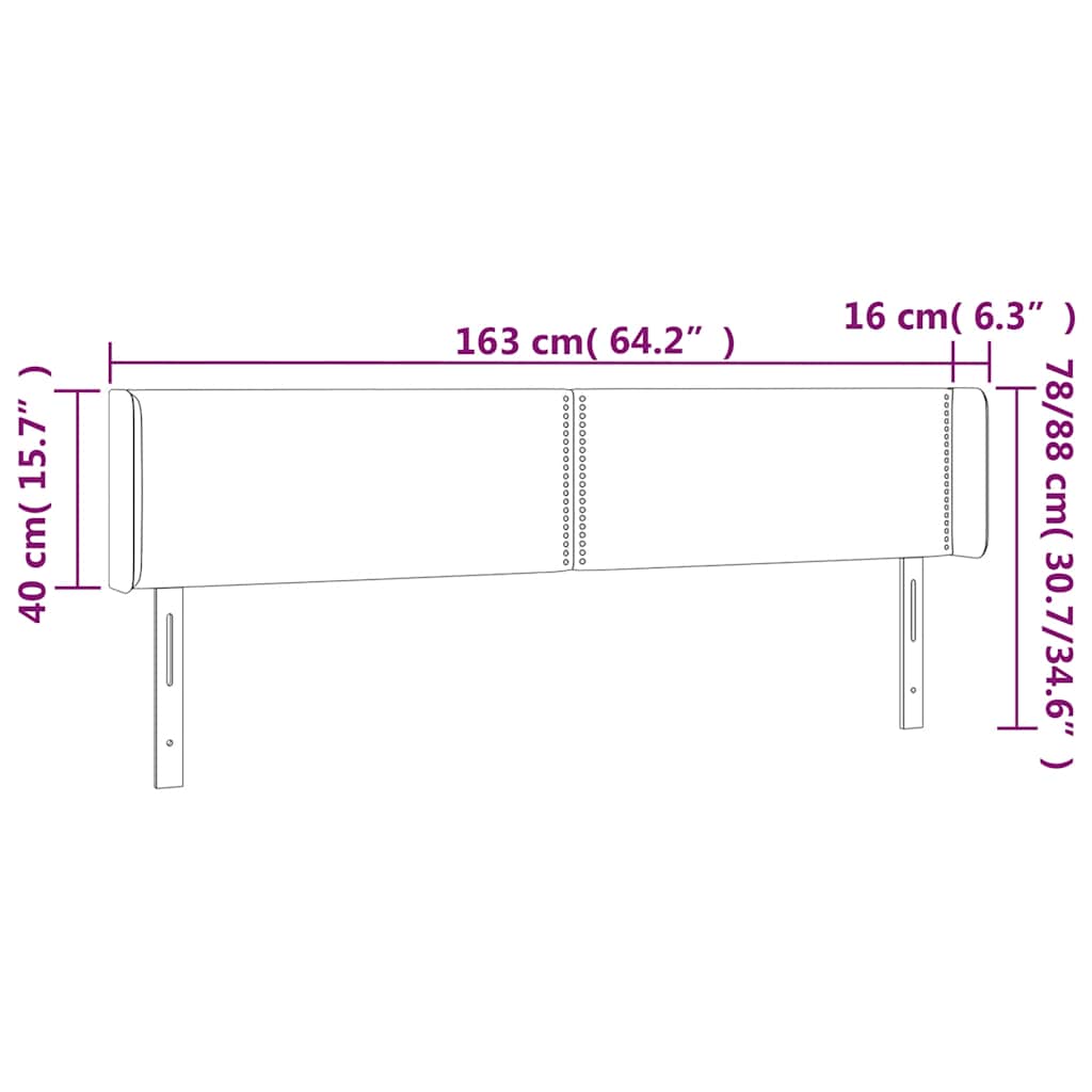 vidaXL Κεφαλάρι με Πτερύγια Σκούρο Μπλε 163x16x78/88 εκ. Βελούδινο