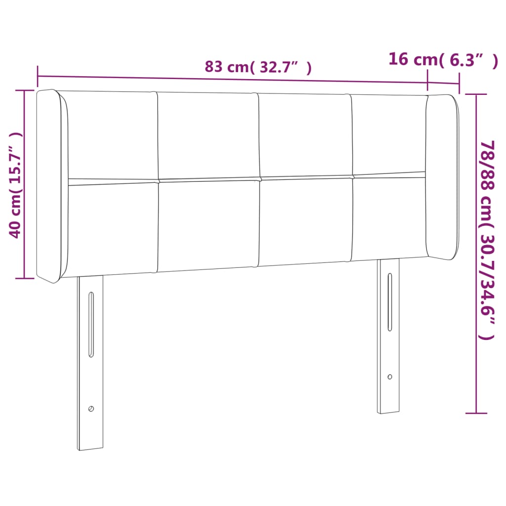 vidaXL Κεφαλάρι με Πτερύγια Κρεμ 83x16x78/88 εκ. Υφασμάτινο