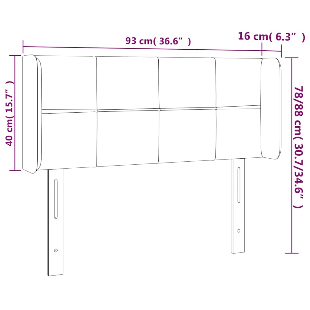 vidaXL Κεφαλάρι με Πτερύγια Σκούρο Μπλε 93x16x78/88 εκ. Βελούδινο