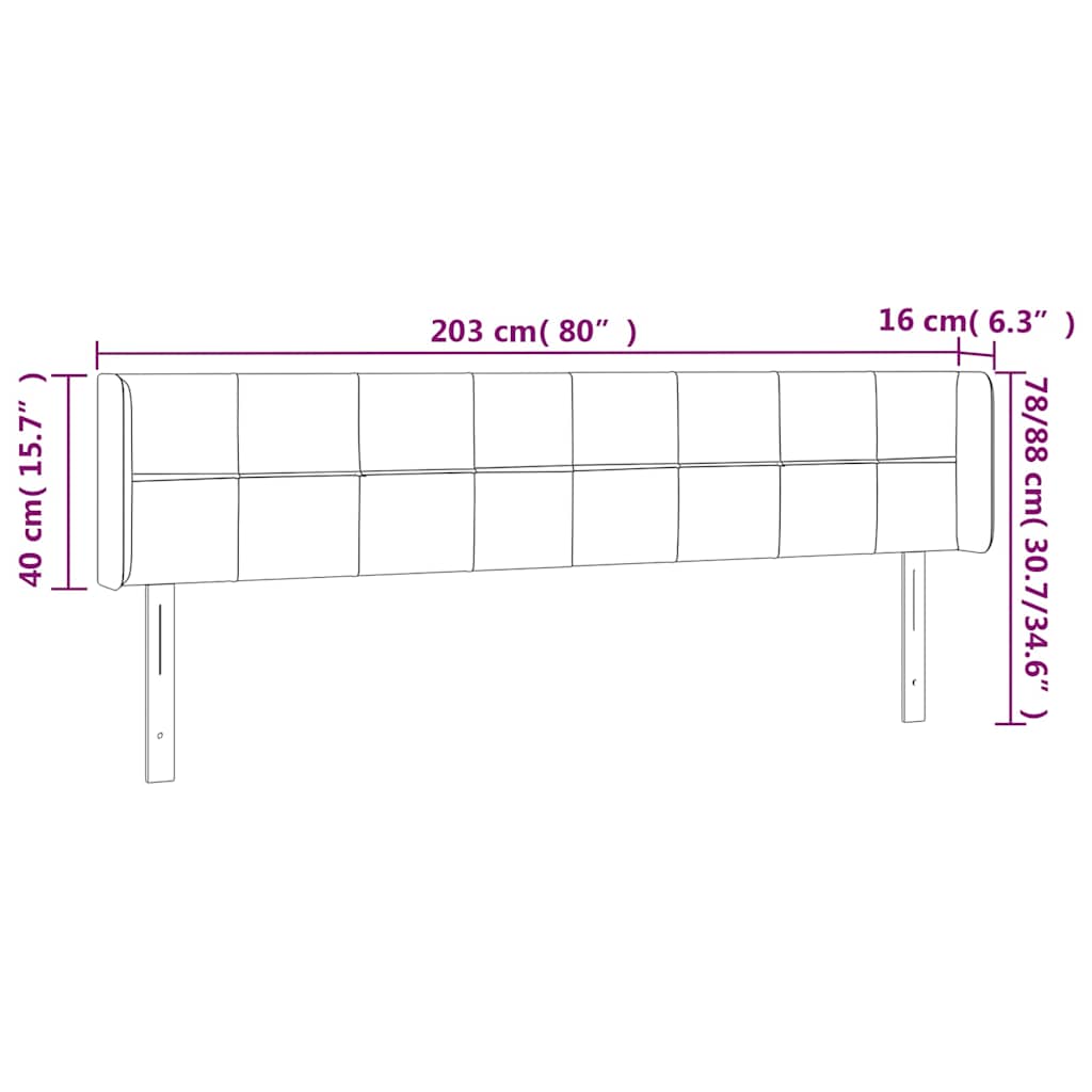 vidaXL Κεφαλάρι με Πτερύγια Σκούρο Μπλε 203x16x78/88 εκ. Βελούδινο