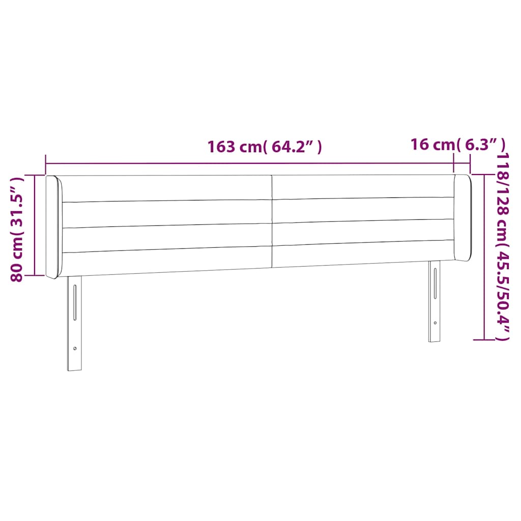 vidaXL Κεφαλάρι με Πτερύγια Σκούρο Καφέ 163x16x78/88 εκ. Υφασμάτινο