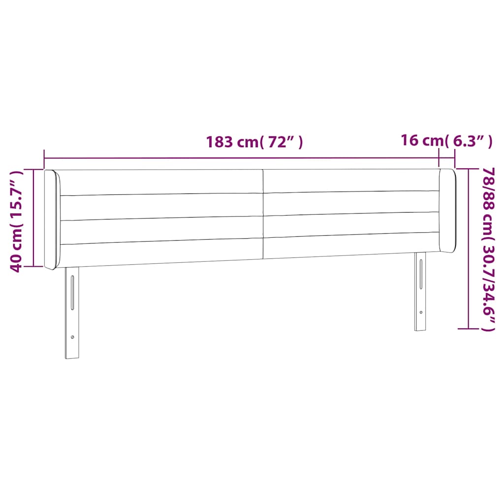 vidaXL Κεφαλάρι με Πτερύγια Σκούρο Καφέ 183x16x78/88 εκ. Υφασμάτινο