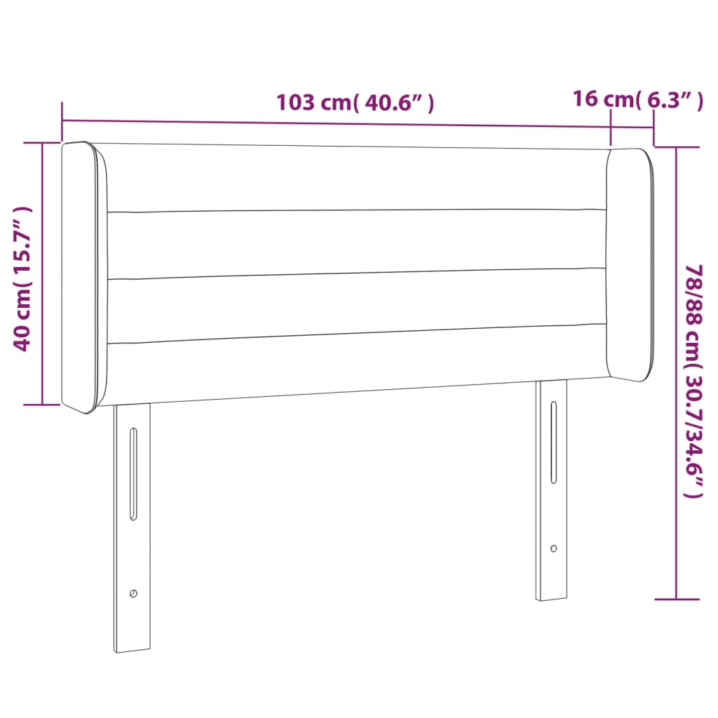 vidaXL Κεφαλάρι με Πτερύγια Ροζ 103x16x78/88 εκ. Βελούδινο