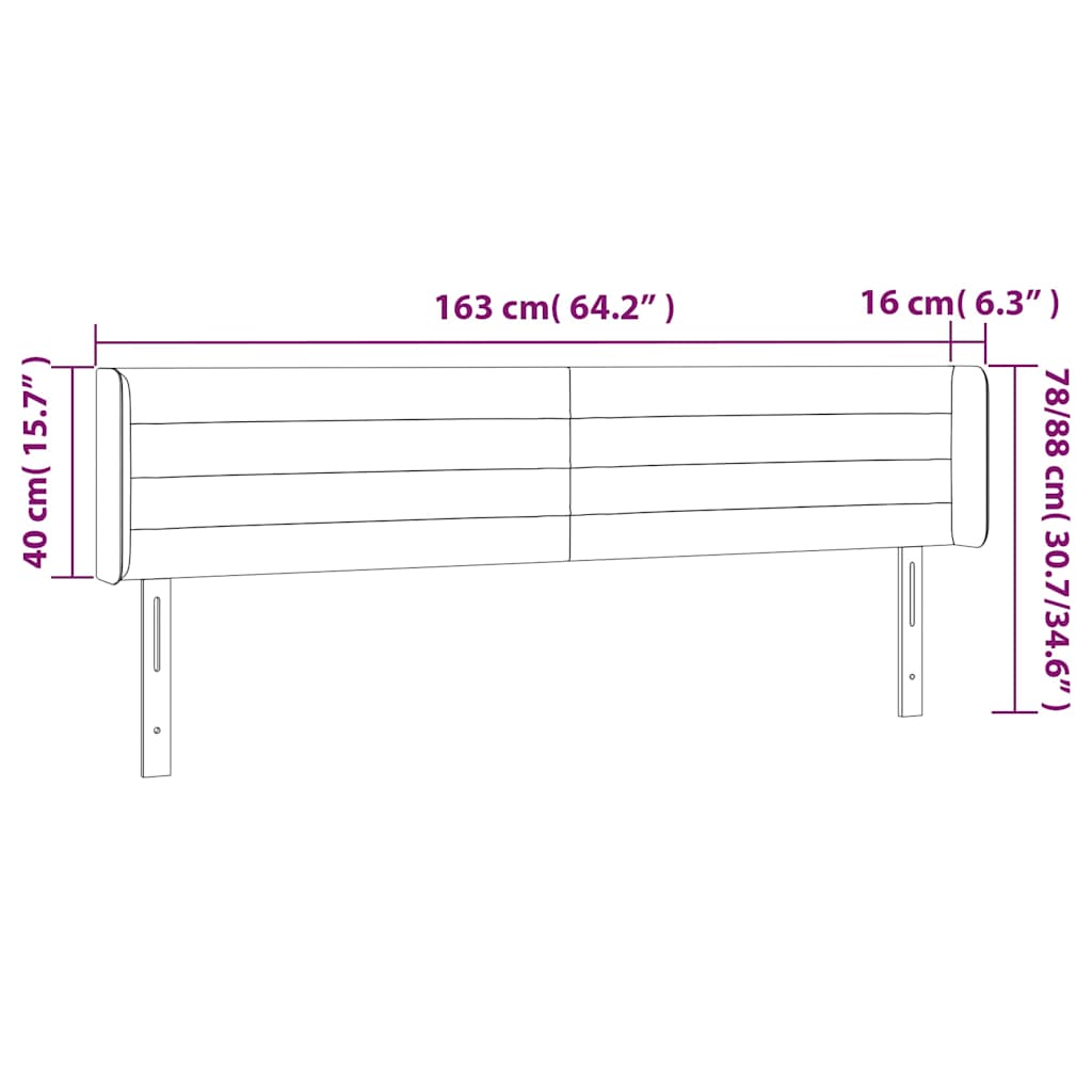 vidaXL Κεφαλάρι με Πτερύγια Σκούρο Γκρι 163x16x78/88 εκ. Βελούδινο