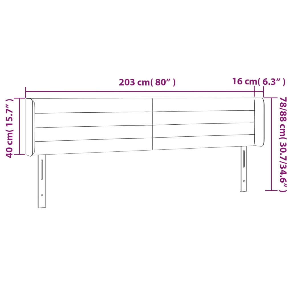 vidaXL Κεφαλάρι με Πτερύγια Ροζ 203x16x78/88 εκ. Βελούδινο