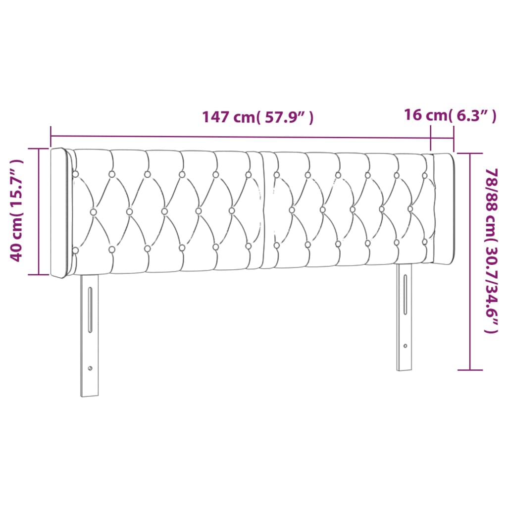 vidaXL Κεφαλάρι με Πτερύγια Σκούρο Καφέ 147x16x78/88 εκ. Υφασμάτινο