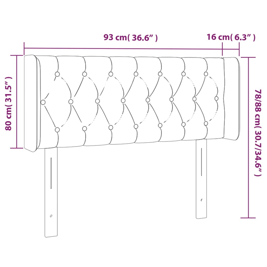 vidaXL Κεφαλάρι με Πτερύγια Ροζ 93x16x78/88 εκ. Βελούδινο
