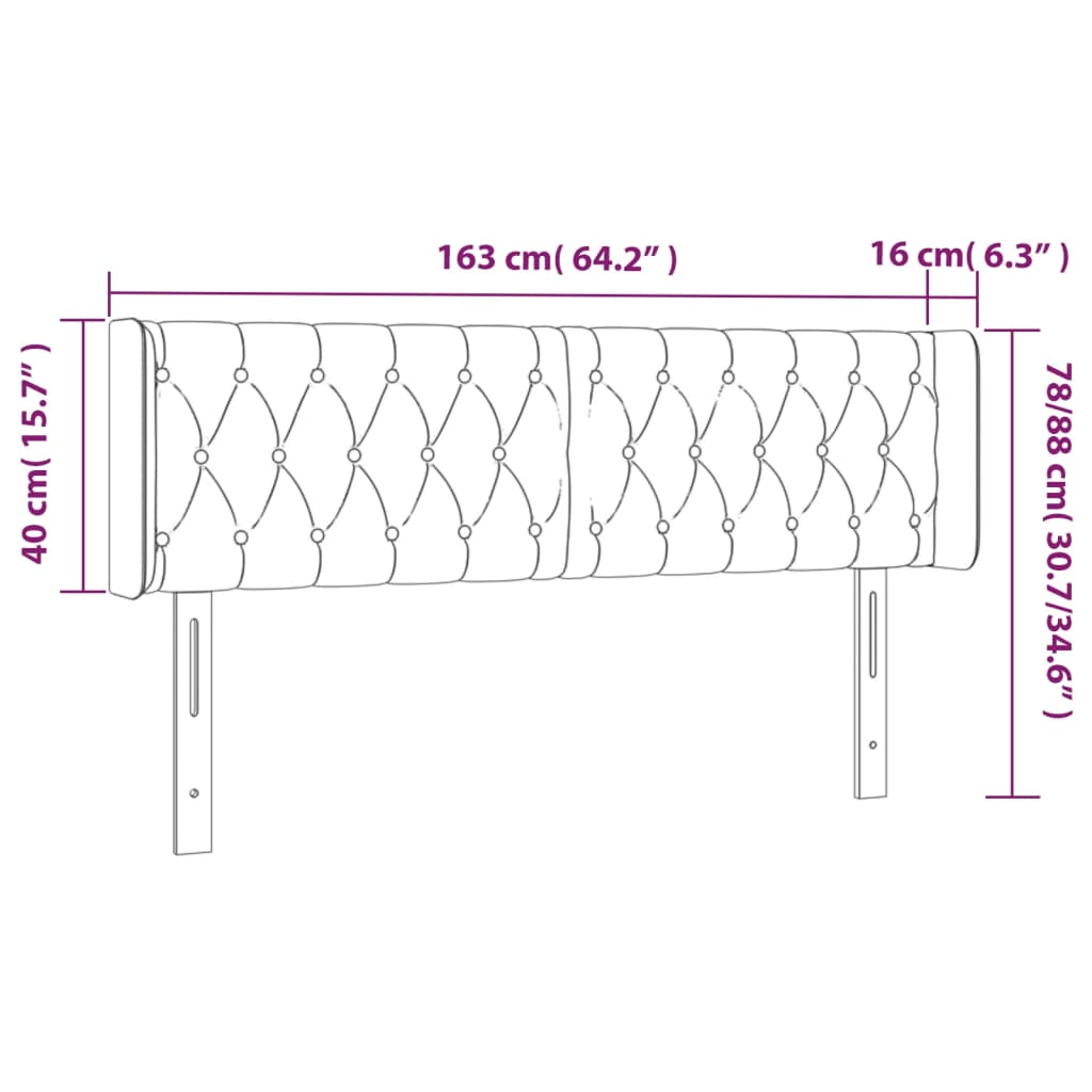 vidaXL Κεφαλάρι με Πτερύγια Ροζ 163x16x78/88 εκ. Βελούδινο