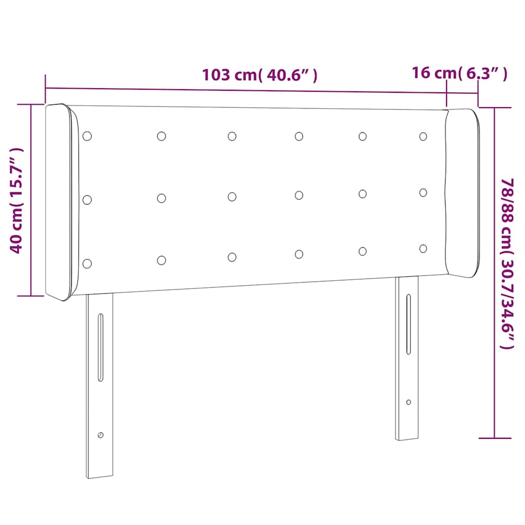 vidaXL Κεφαλάρι με Πτερύγια Σκούρο Μπλε 103x16x78/88 εκ. Βελούδινο