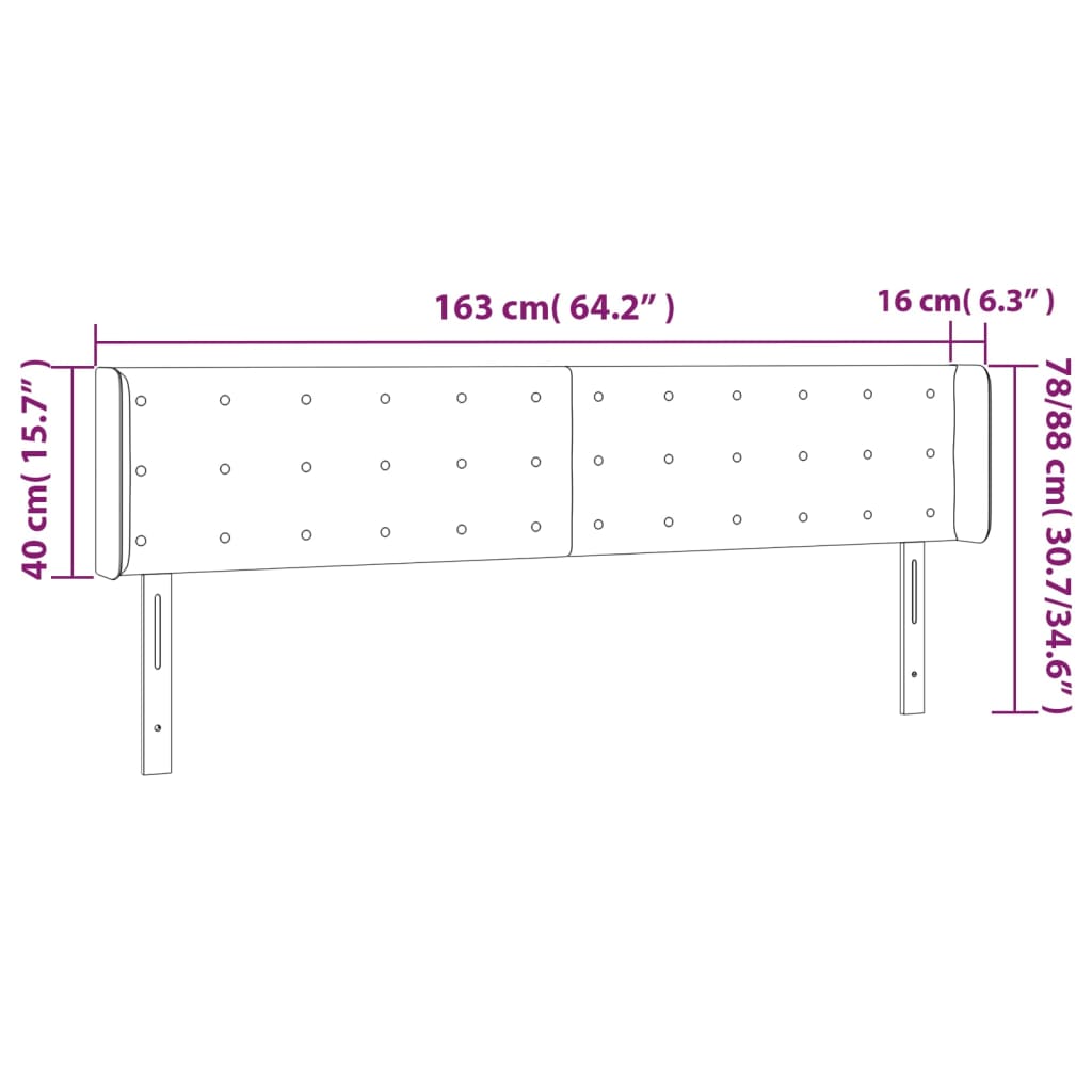 vidaXL Κεφαλάρι με Πτερύγια Ροζ 163x16x78/88 εκ. Βελούδινο