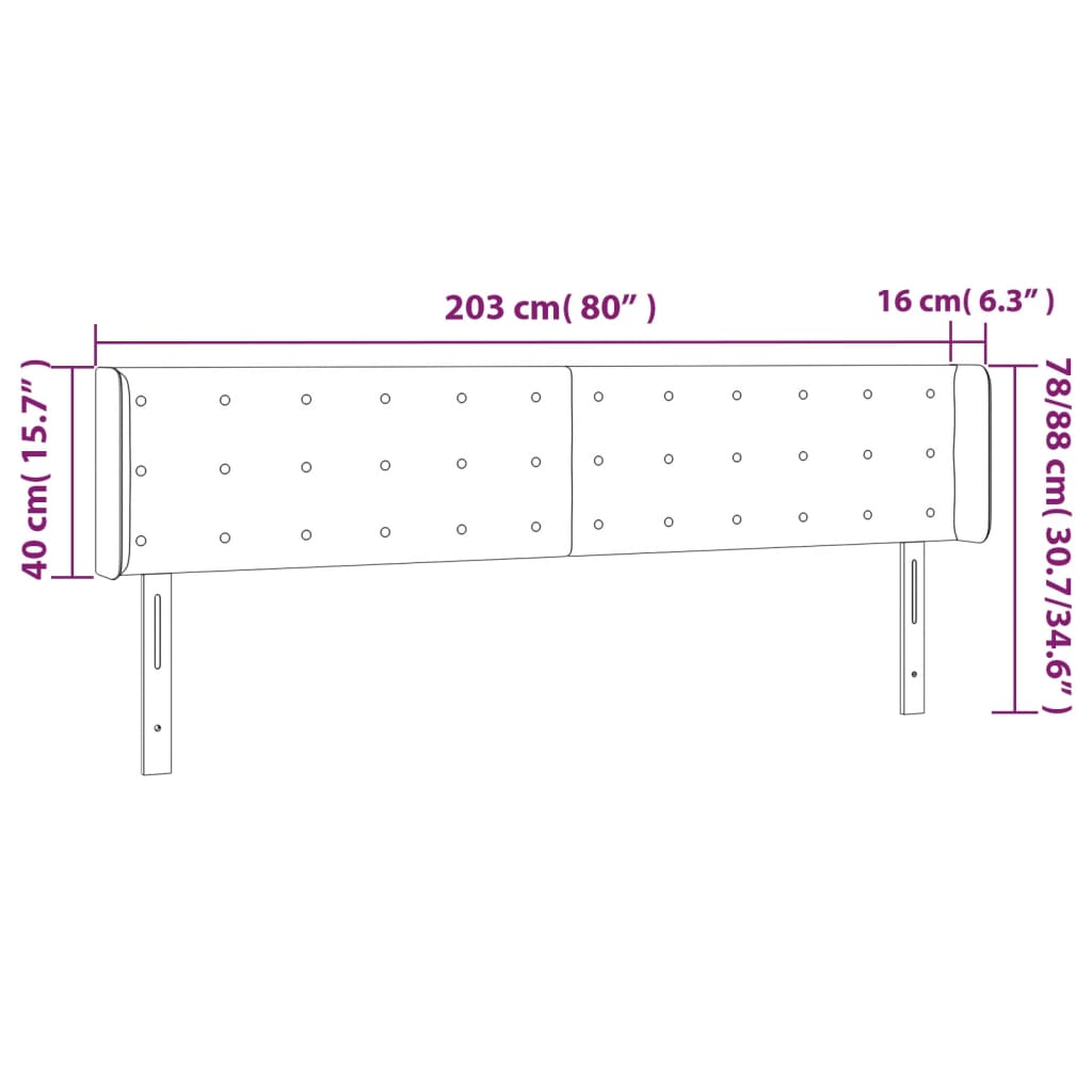 vidaXL Κεφαλάρι με Πτερύγια Ροζ 203x16x78/88 εκ. Βελούδινο