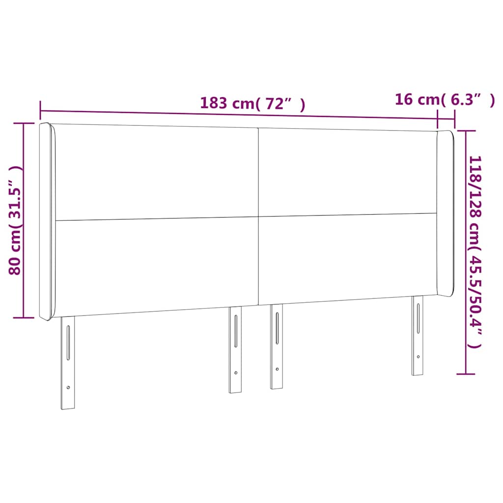 vidaXL Κεφαλάρι με Πτερύγια Καπουτσίνο 183x16x118/128 εκ. Συνθ. Δέρμα