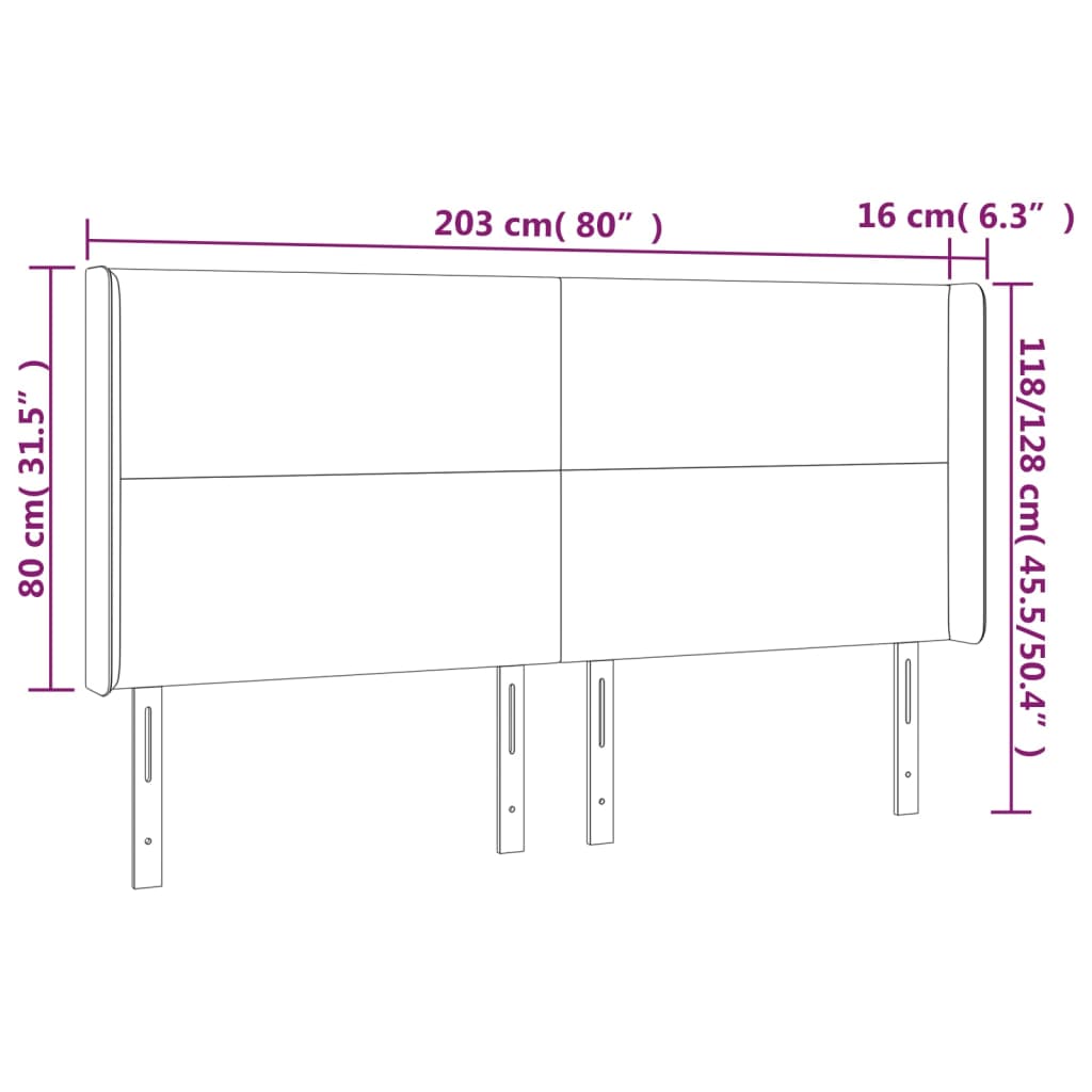 vidaXL Κεφαλάρι με Πτερύγια Κρεμ 203x16x118/128 εκ. Συνθετικό Δέρμα