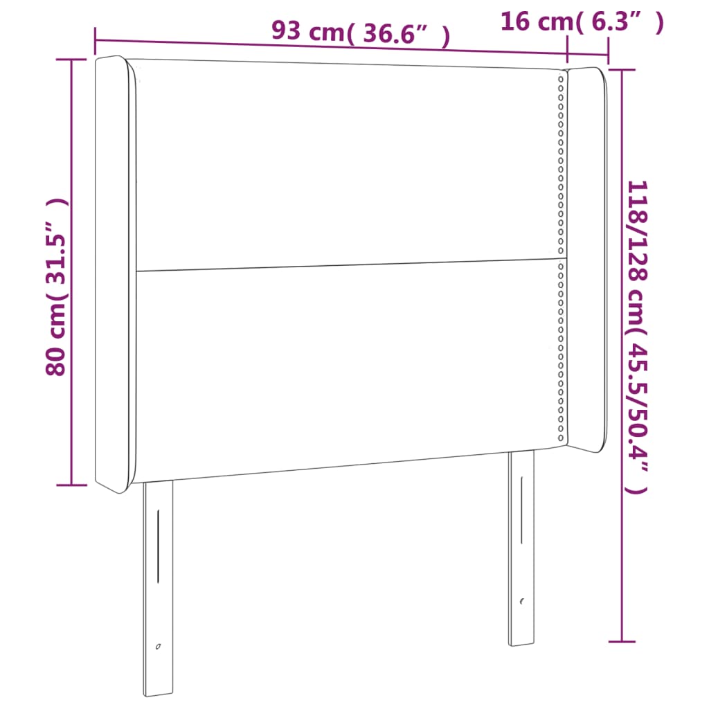 vidaXL Κεφαλάρι με Πτερύγια Σκούρο Καφέ 93x16x118/128 εκ.Υφασμάτινο