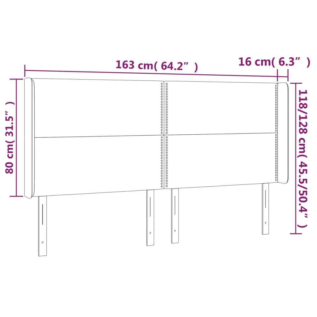 vidaXL Κεφαλάρι με Πτερύγια Σκούρο Γκρι 163x16x118/128 εκ. Βελούδινο
