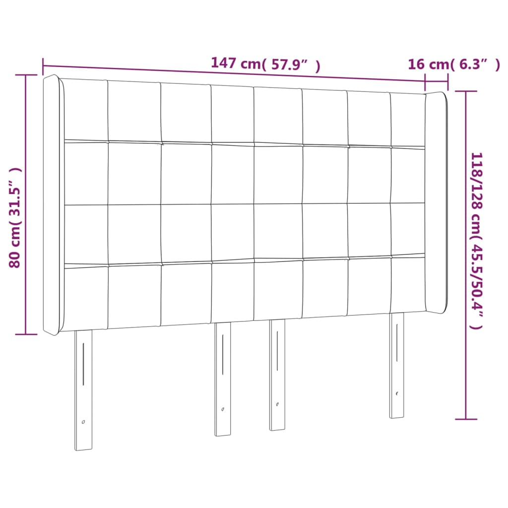 vidaXL Κεφαλάρι με Πτερύγια Κρεμ 147x16x118/128 εκ. Υφασμάτινο
