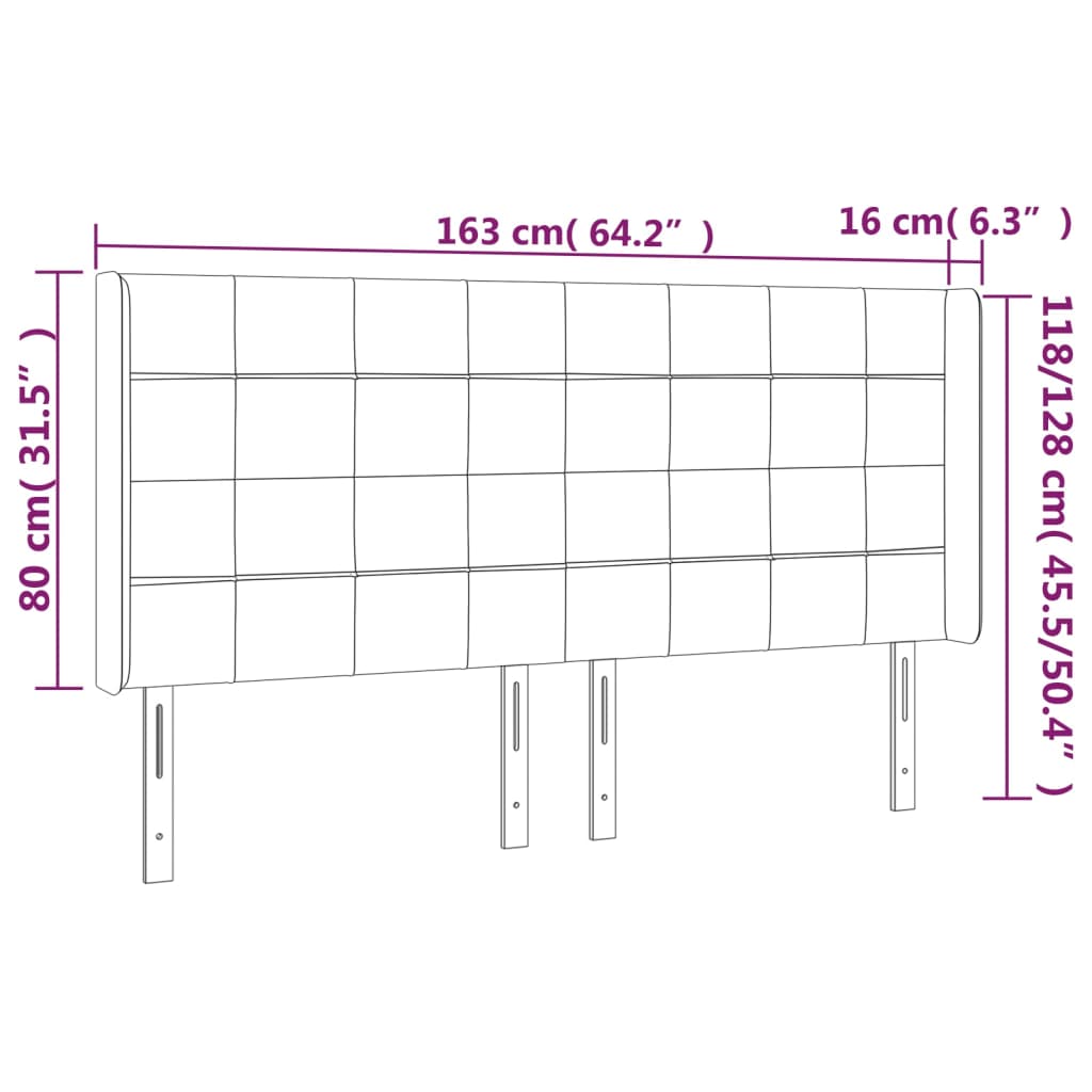 vidaXL Κεφαλάρι με Πτερύγια Σκούρο Καφέ 163x16x118/128 εκ. Υφασμάτινο