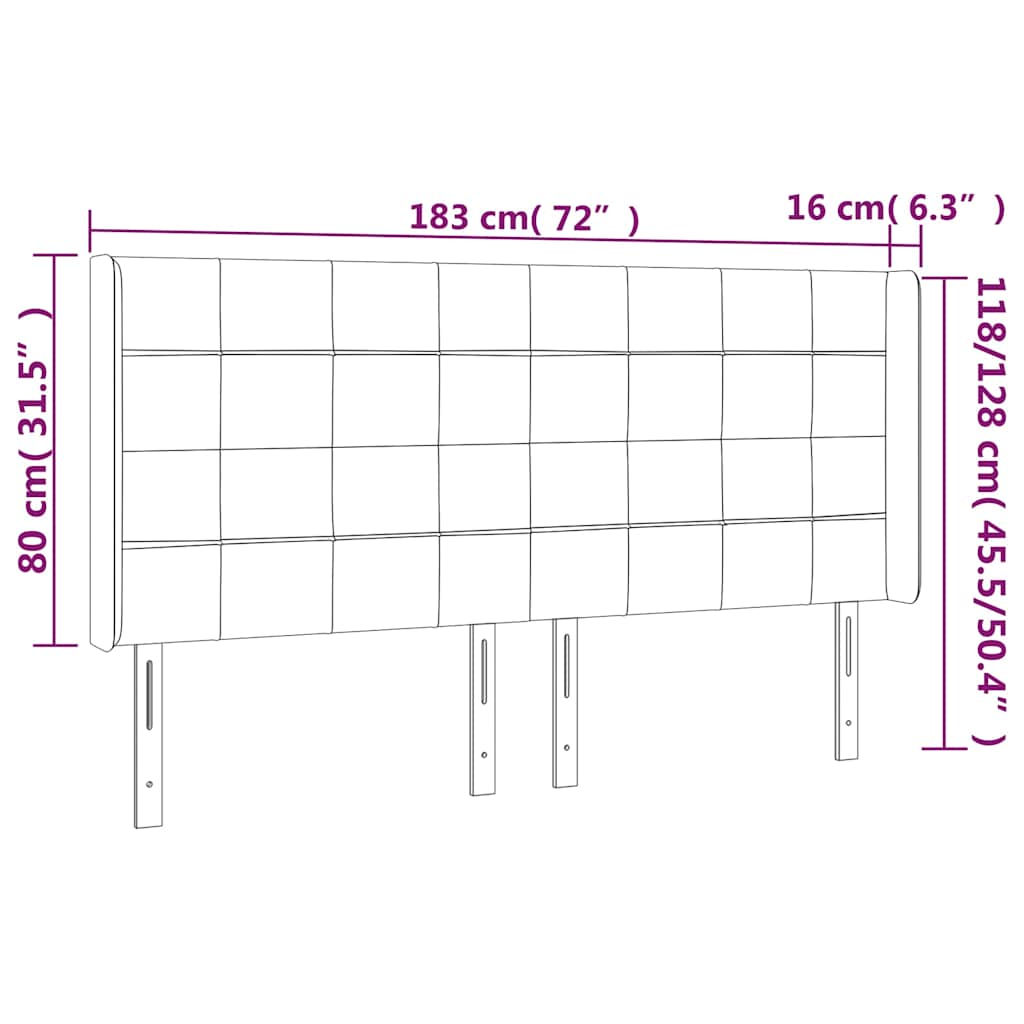 vidaXL Κεφαλάρι με Πτερύγια Σκούρο Καφέ 183x16x118/128 εκ. Υφασμάτινο