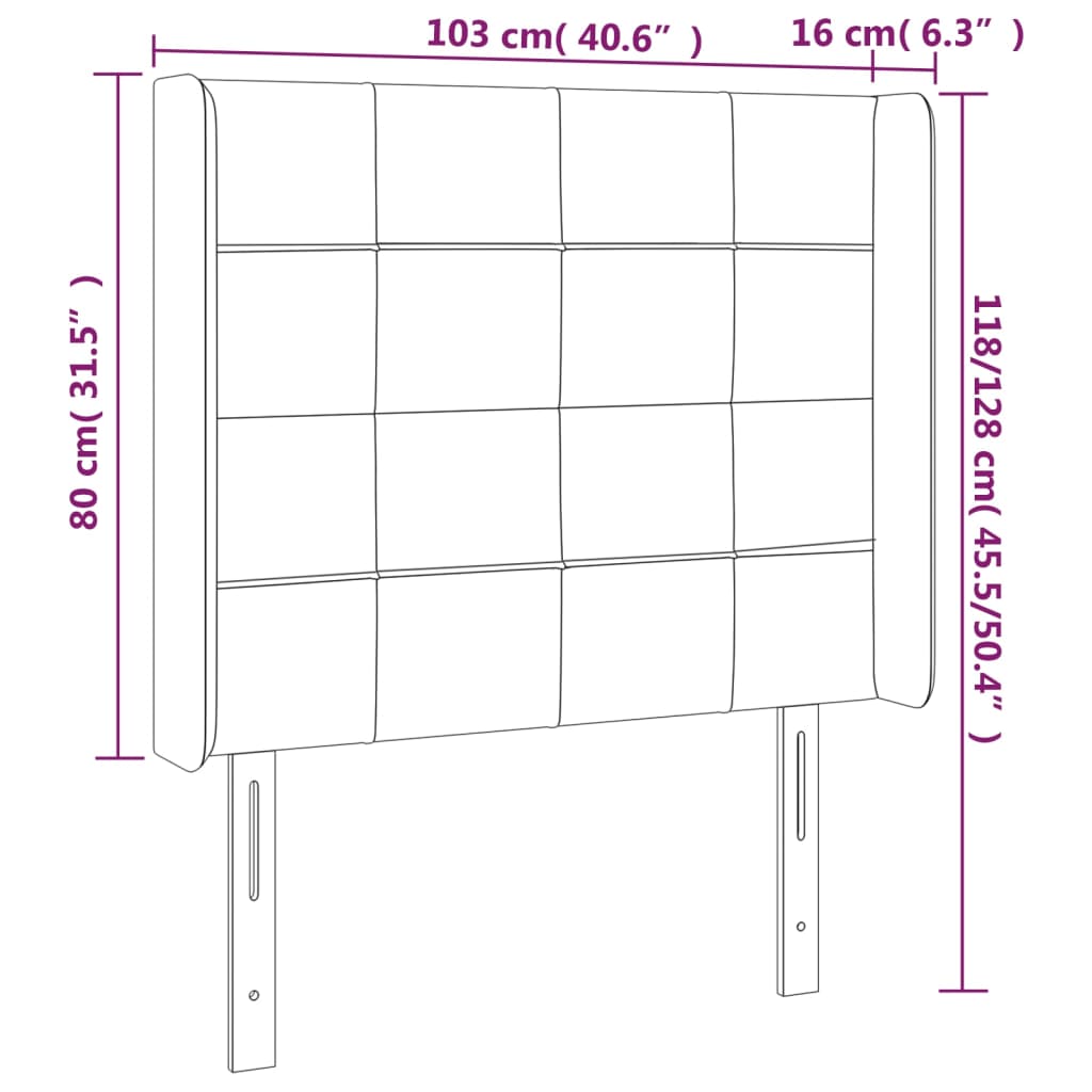 vidaXL Κεφαλάρι με Πτερύγια Μαύρο 103x16x118/128 εκ. Βελούδινο