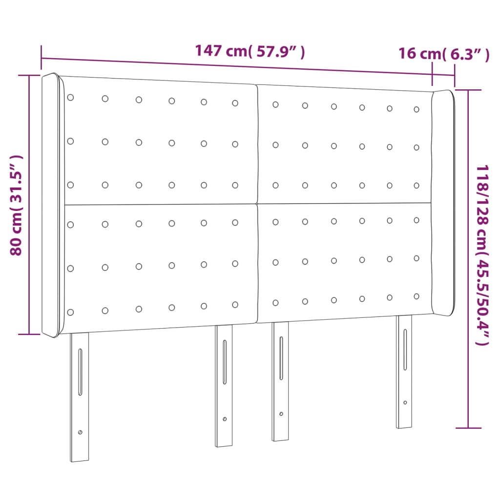 vidaXL Κεφαλάρι με Πτερύγια Καπουτσίνο 147x16x118/128 εκ. Συνθ. Δέρμα