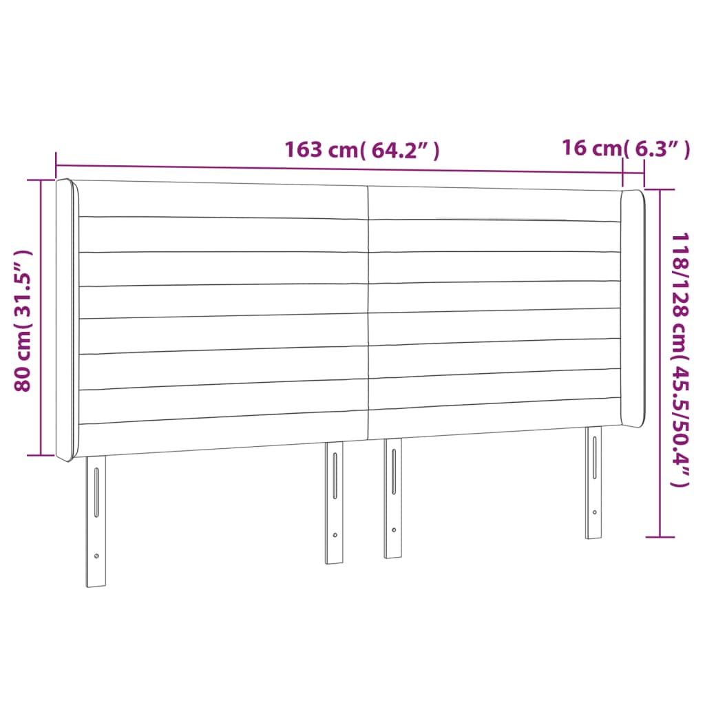 vidaXL Κεφαλάρι με Πτερύγια Κρεμ 163x16x118/128 εκ. Υφασμάτινο