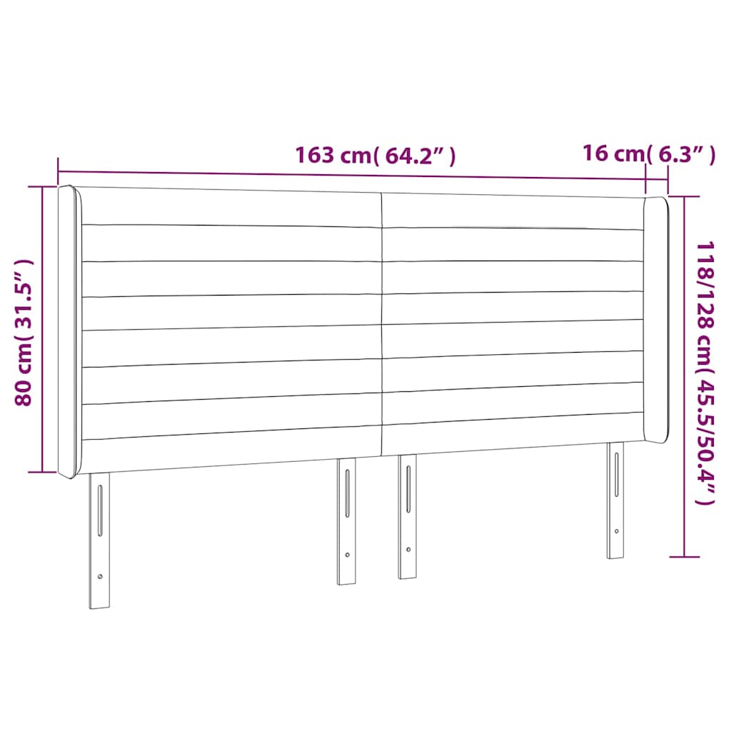 vidaXL Κεφαλάρι με Πτερύγια Κρεμ 163x16x118/128 εκ. Υφασμάτινο