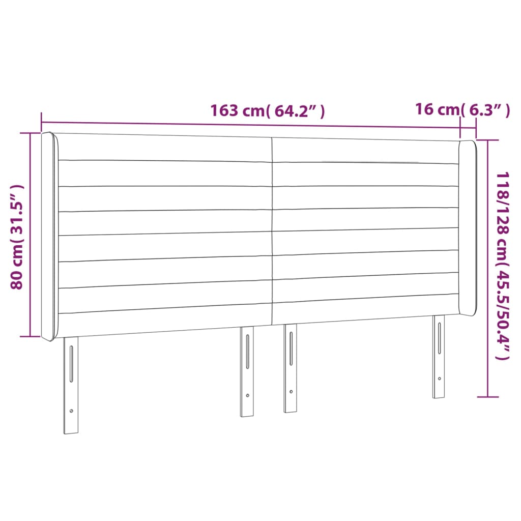 vidaXL Κεφαλάρι με Πτερύγια Πράσινο 163x16x118/128 εκ. Βελούδινο