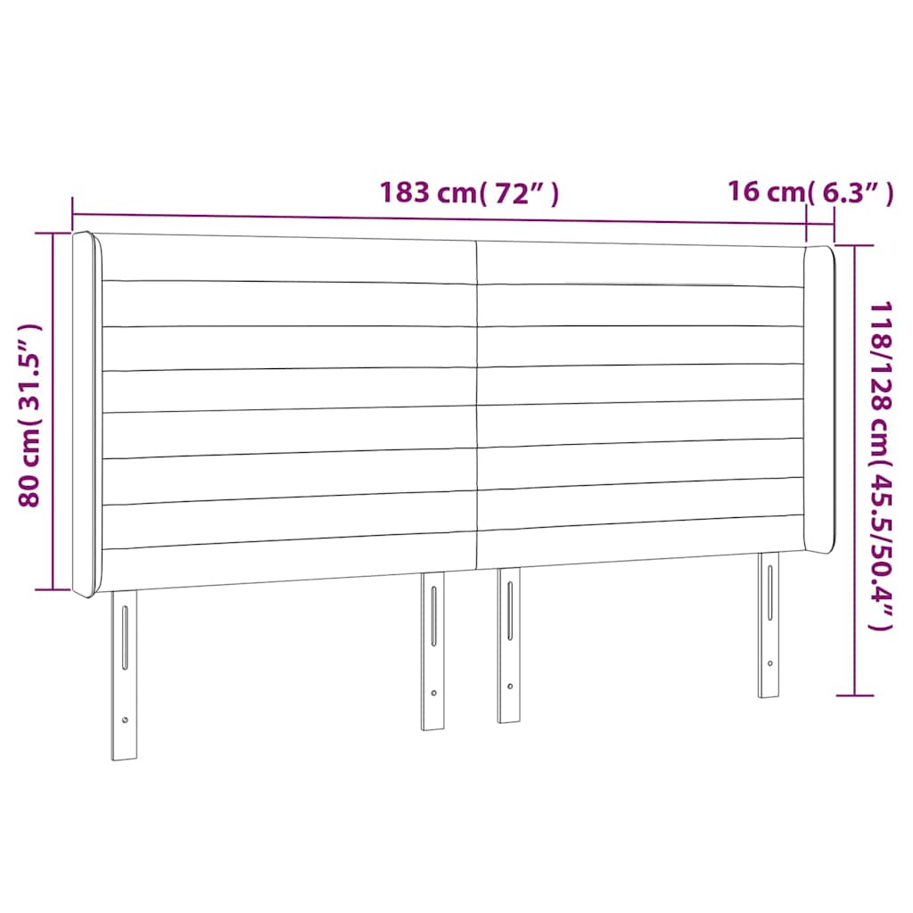 vidaXL Κεφαλάρι με Πτερύγια Σκούρο Μπλε 183x16x118/128 εκ. Βελούδινο