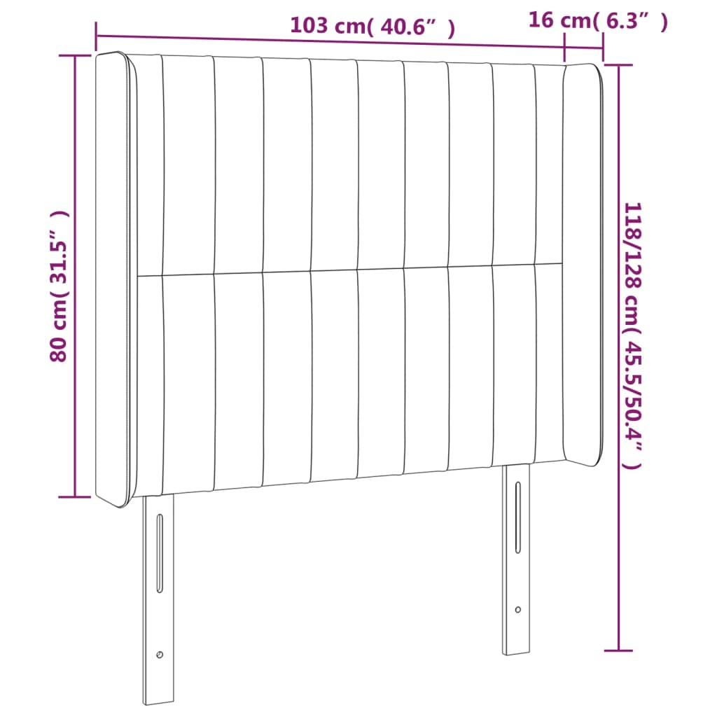 vidaXL Κεφαλάρι με Πτερύγια Ανοιχτό Γκρι 103x16x118/128 εκ. Υφασμάτινο