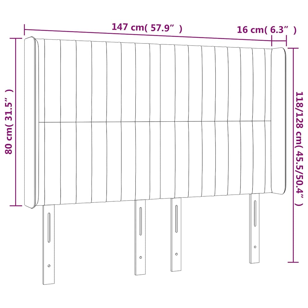 vidaXL Κεφαλάρι με Πτερύγια Μαύρο 147x16x118/128 εκ. Υφασμάτινο