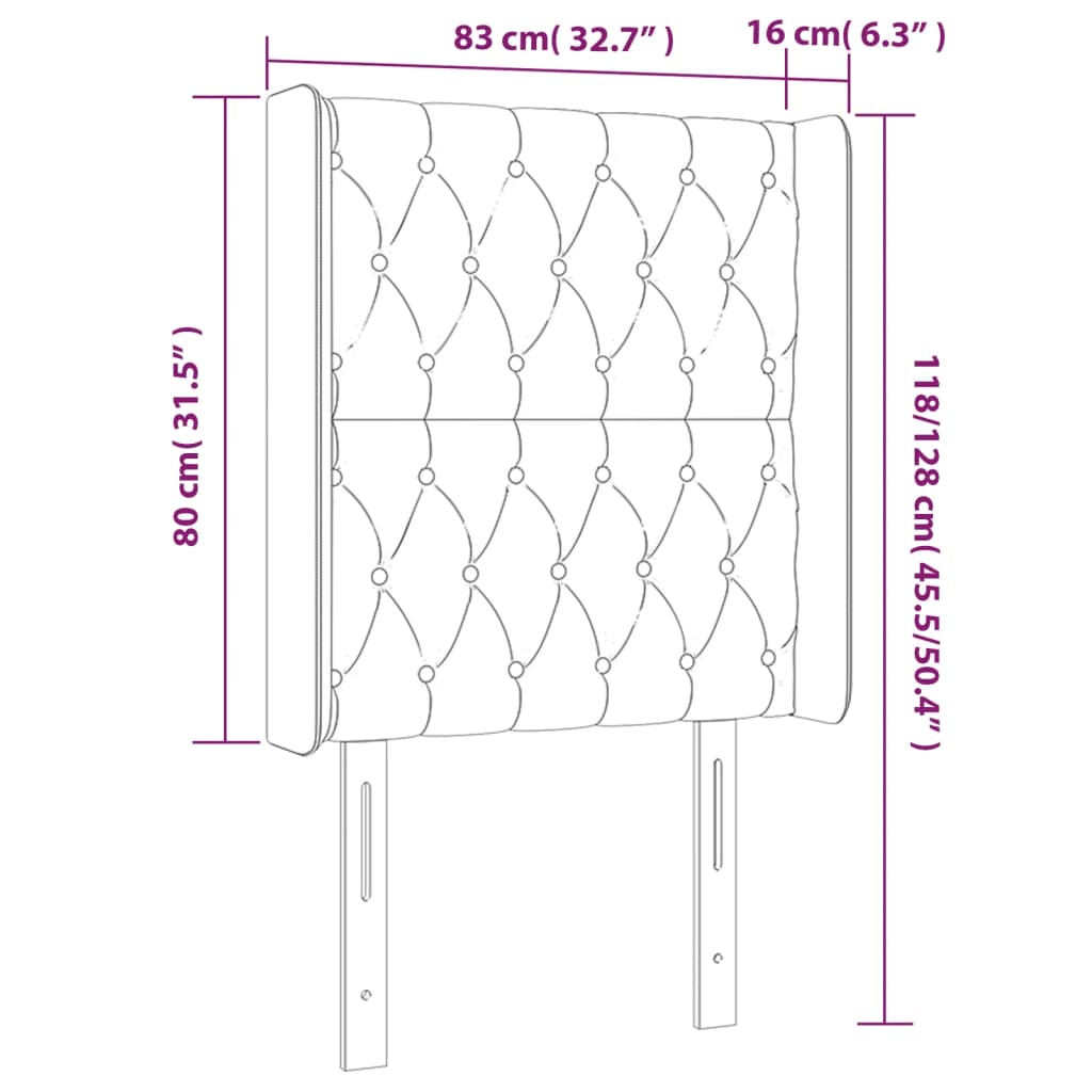 vidaXL Κεφαλάρι με Πτερύγια Πράσινο 83x16x118/128 εκ. Βελούδινο
