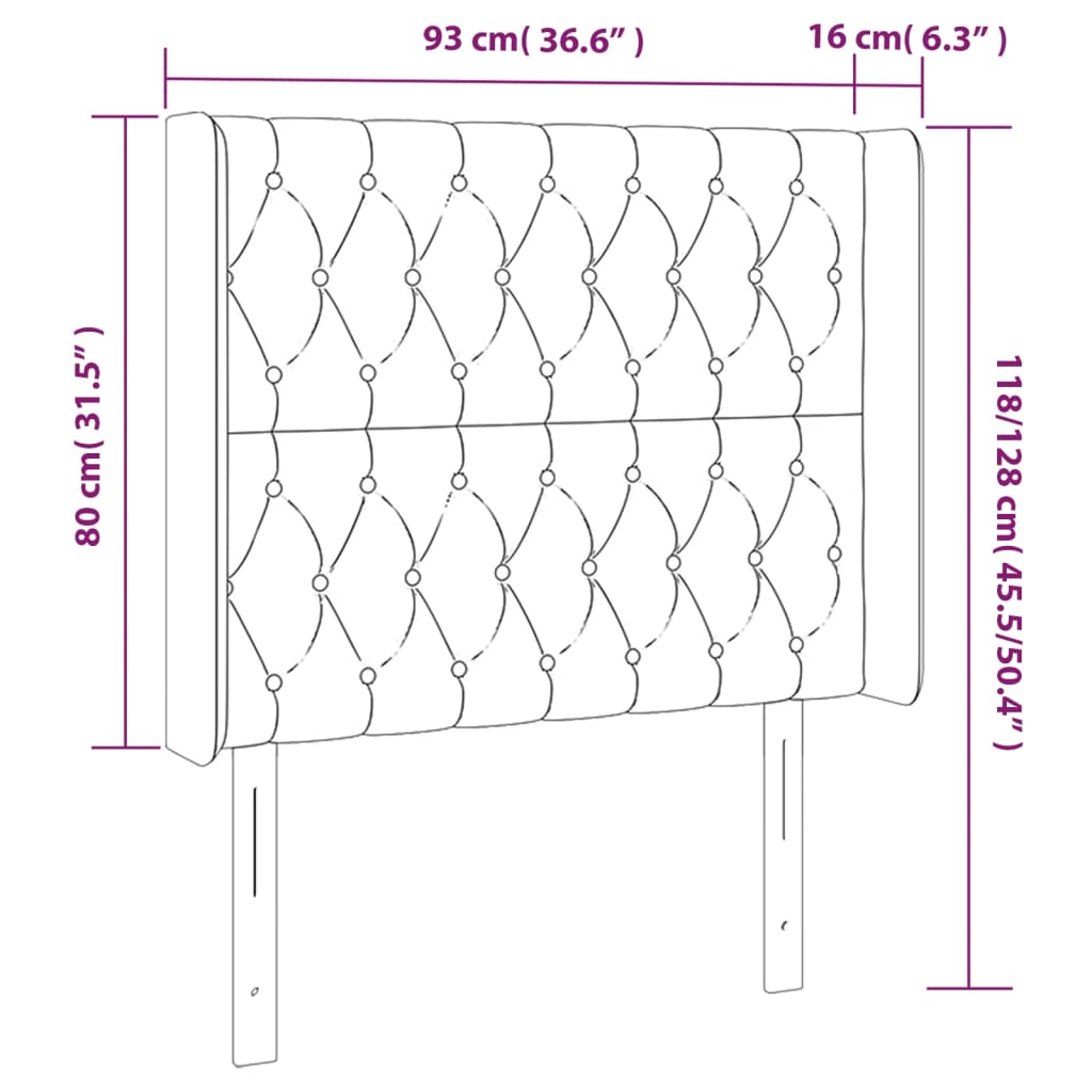vidaXL Κεφαλάρι με Πτερύγια Πράσινο 93x16x118/128 εκ. Βελούδινο