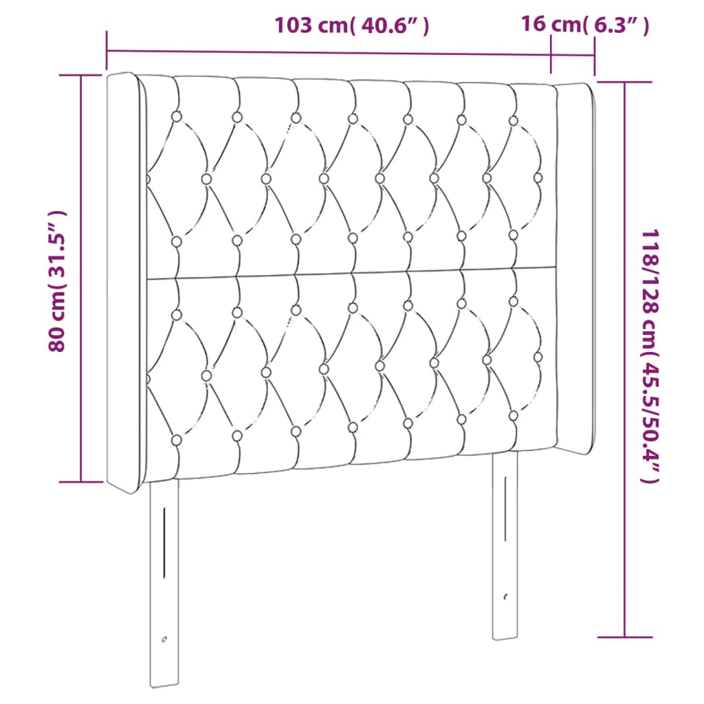 vidaXL Κεφαλάρι με Πτερύγια Πράσινο 103x16x118/128 εκ. Βελούδινο