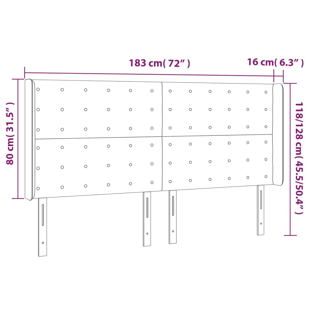 vidaXL Κεφαλάρι με Πτερύγια Σκούρο Καφέ 183x16x118/128 εκ. Υφασμάτινο