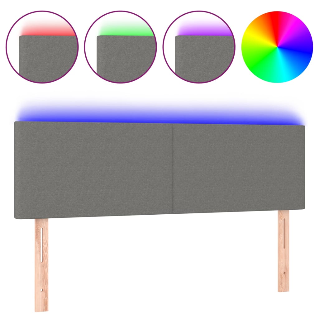 vidaXL Κεφαλάρι Κρεβατιού LED Σκούρο Γκρι 144x5x78/88 εκ. Υφασμάτινο