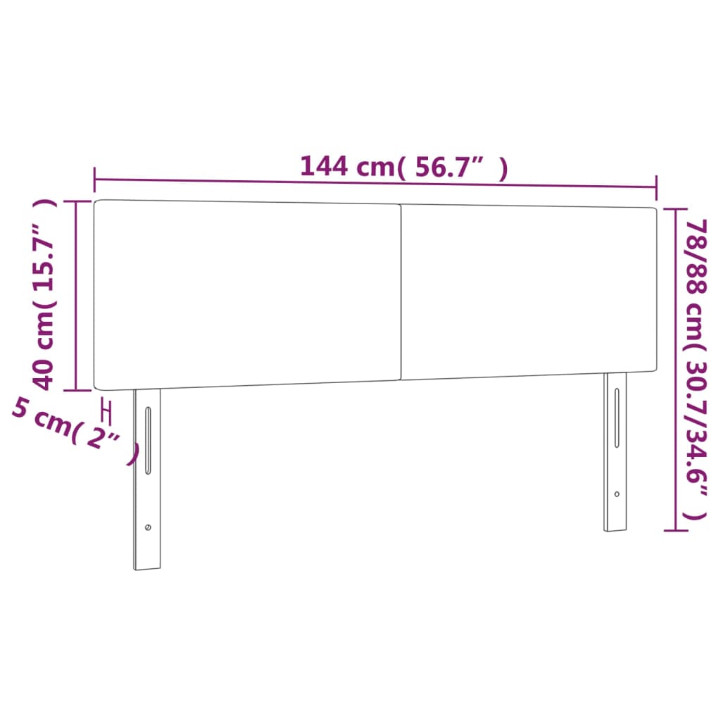 vidaXL Κεφαλάρι Κρεβατιού LED Σκούρο Γκρι 144x5x78/88 εκ. Υφασμάτινο