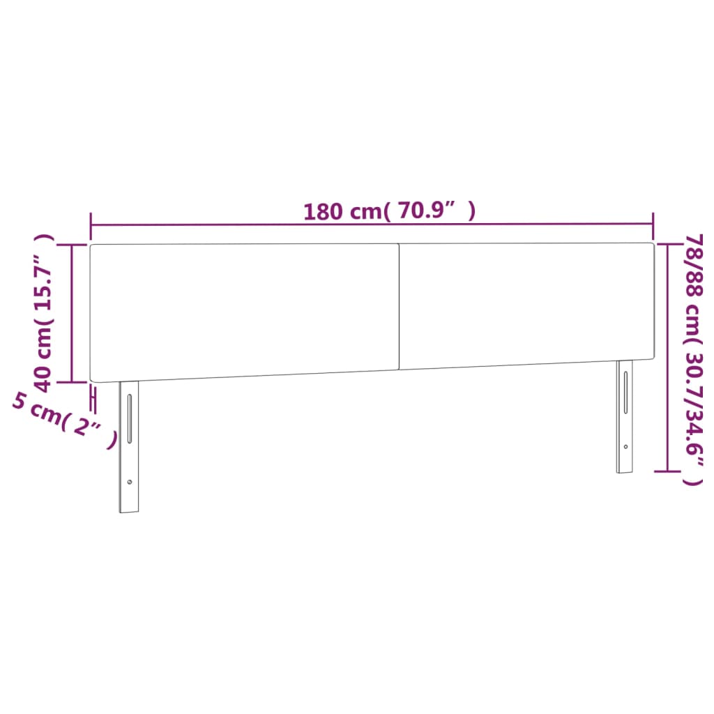 vidaXL Κεφαλάρι Κρεβατιού LED Ανοιχτό Γκρι 180x5x78/88 εκ. Υφασμάτινο