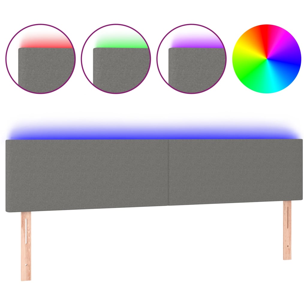vidaXL Κεφαλάρι Κρεβατιού LED Σκούρο Γκρι 180x5x78/88 εκ. Υφασμάτινο