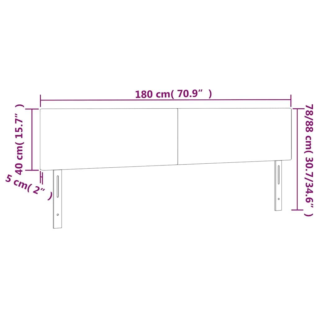 vidaXL Κεφαλάρι Κρεβατιού LED Σκούρο Πράσινο 180x5x78/88 εκ. Βελούδινο