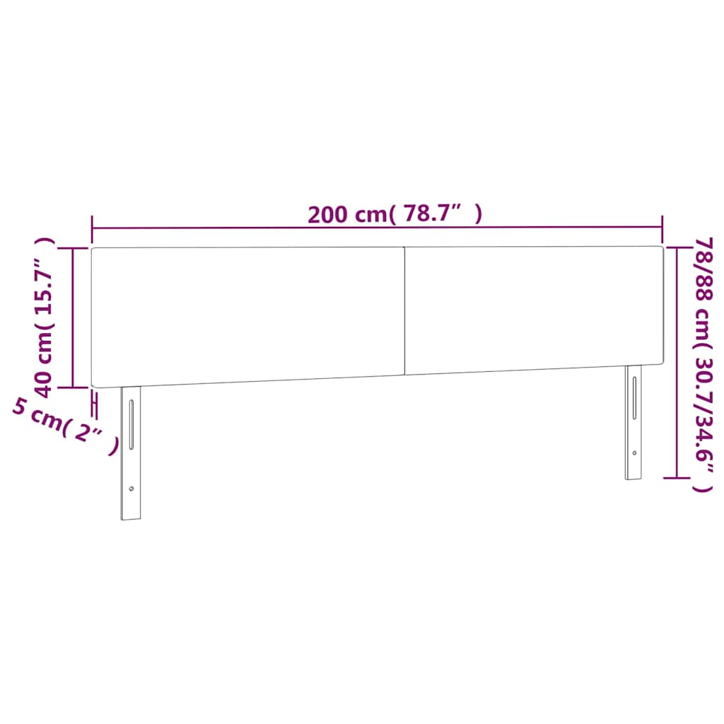 vidaXL Κεφαλάρι Κρεβατιού LED Σκούρο Μπλε 200x5x78/88 εκ. Βελούδινο