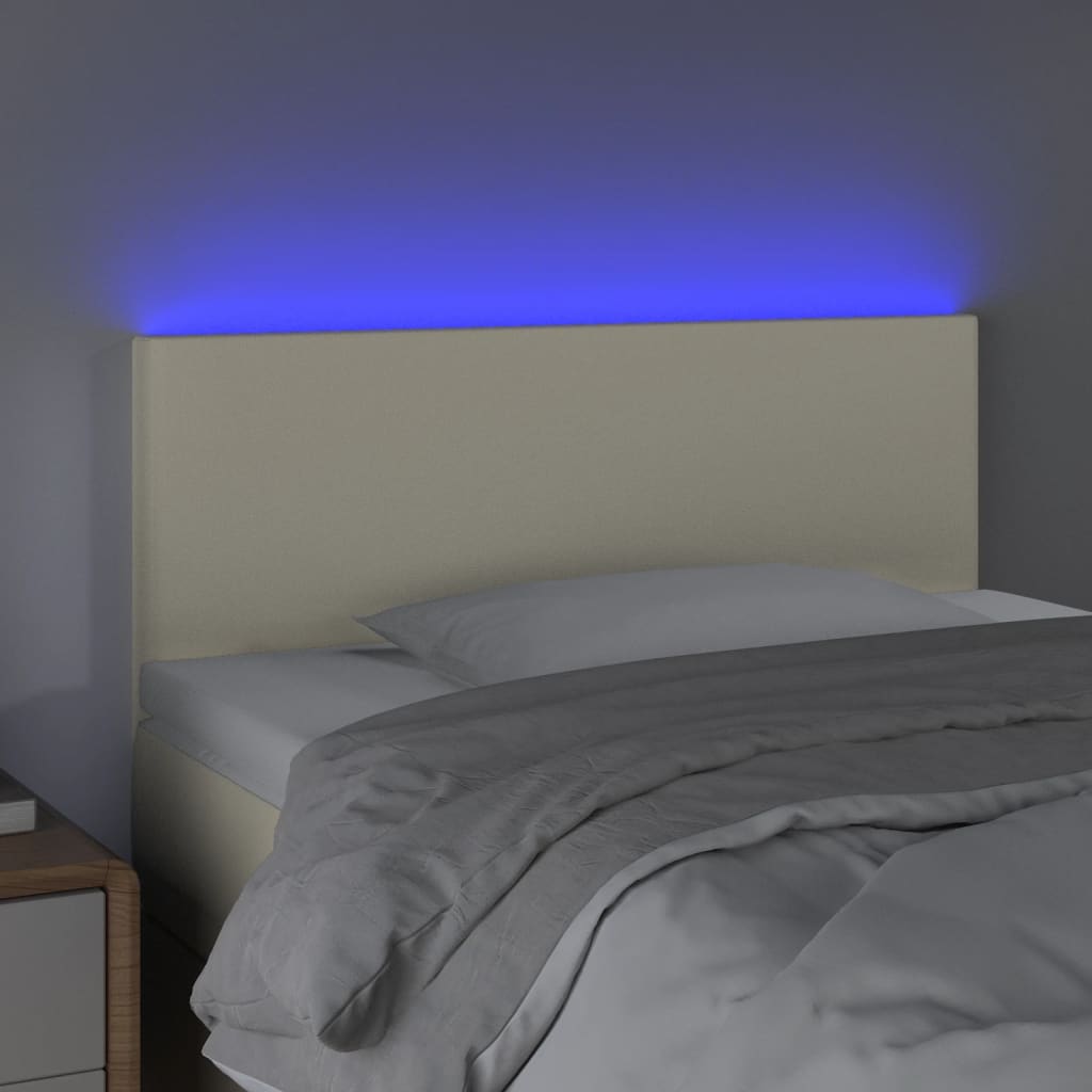 vidaXL Κεφαλάρι Κρεβατιού LED Κρεμ 90x5x78/88 εκ. από Συνθετικό Δέρμα