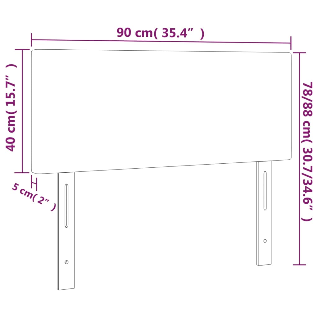 vidaXL Κεφαλάρι Κρεβατιού LED Κρεμ 90x5x78/88 εκ. από Συνθετικό Δέρμα