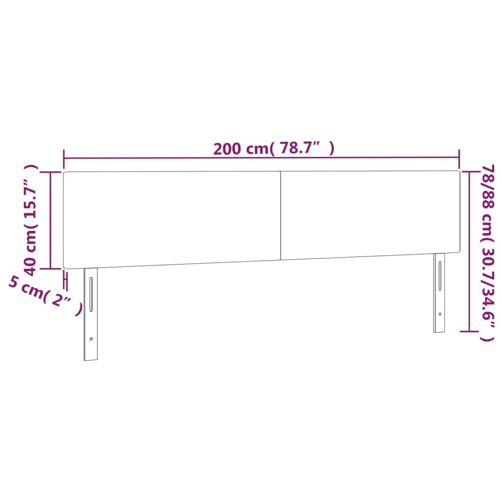 vidaXL Κεφαλάρι Κρεβατιού LED Κρεμ 200x5x78/88 εκ. από Συνθετικό Δέρμα