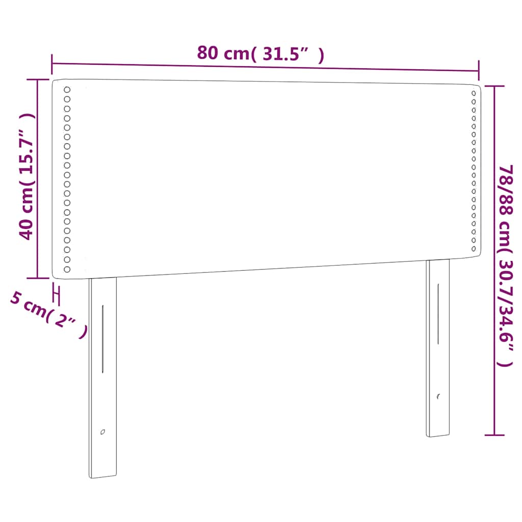 vidaXL Κεφαλάρι Κρεβατιού LED Μαύρο 80 x 5 x 78/88 εκ. Υφασμάτινο