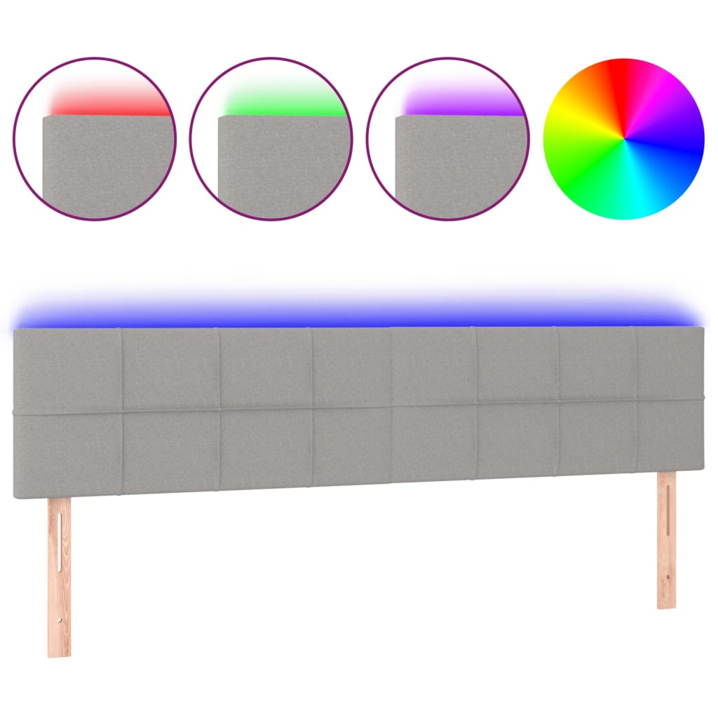 vidaXL Κεφαλάρι Κρεβατιού LED Ανοιχτό Γκρι 180x5x78/88 εκ. Υφασμάτινο