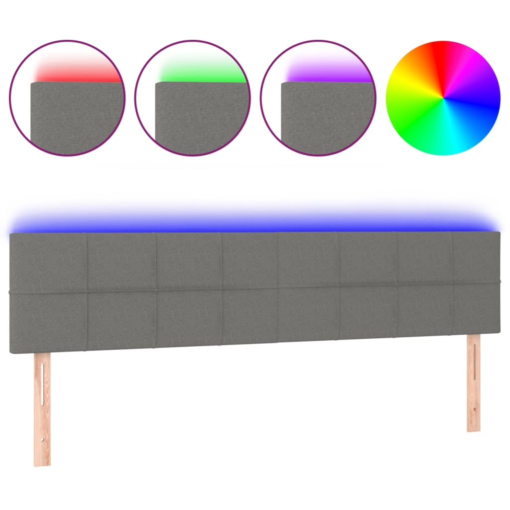vidaXL Κεφαλάρι Κρεβατιού LED Σκούρο Γκρι 180x5x78/88 εκ. Υφασμάτινο