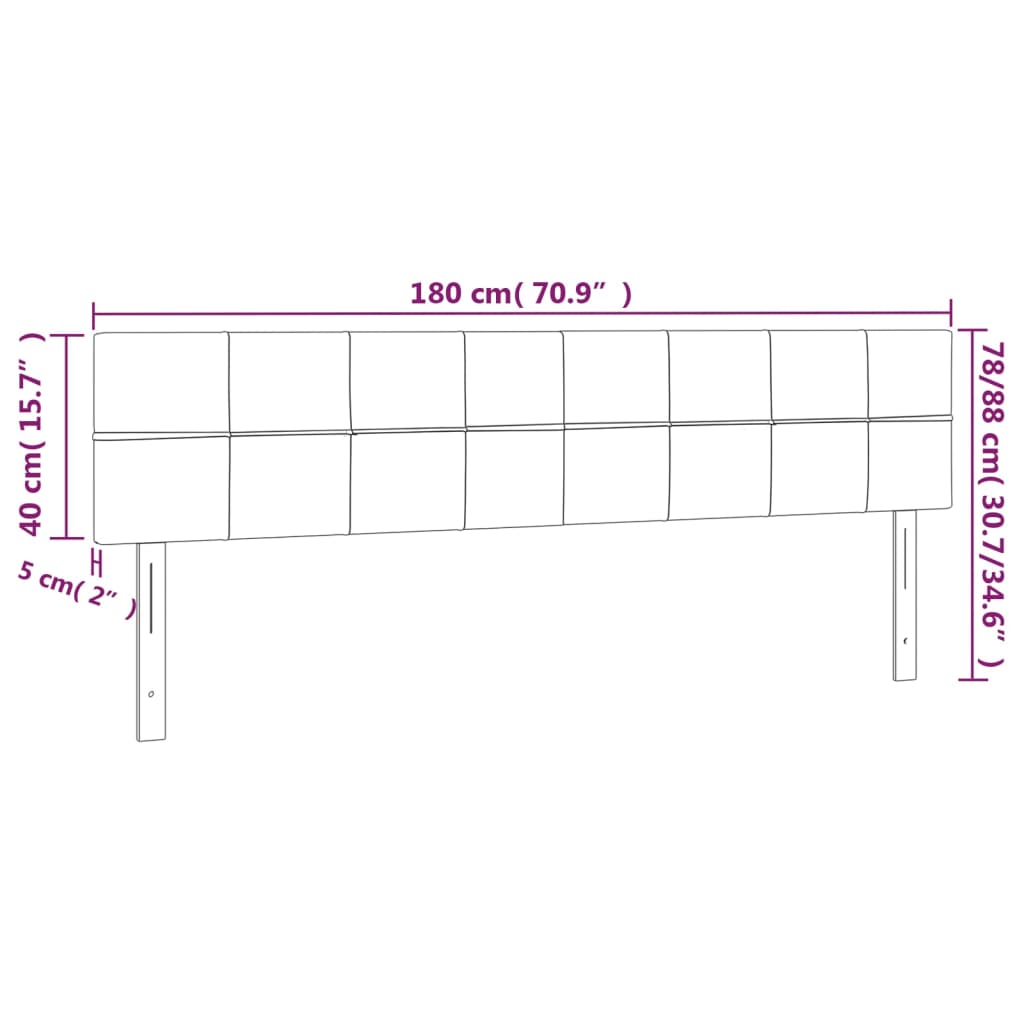 vidaXL Κεφαλάρι Κρεβατιού LED Κρεμ 180x5x78/88 εκ. Υφασμάτινο