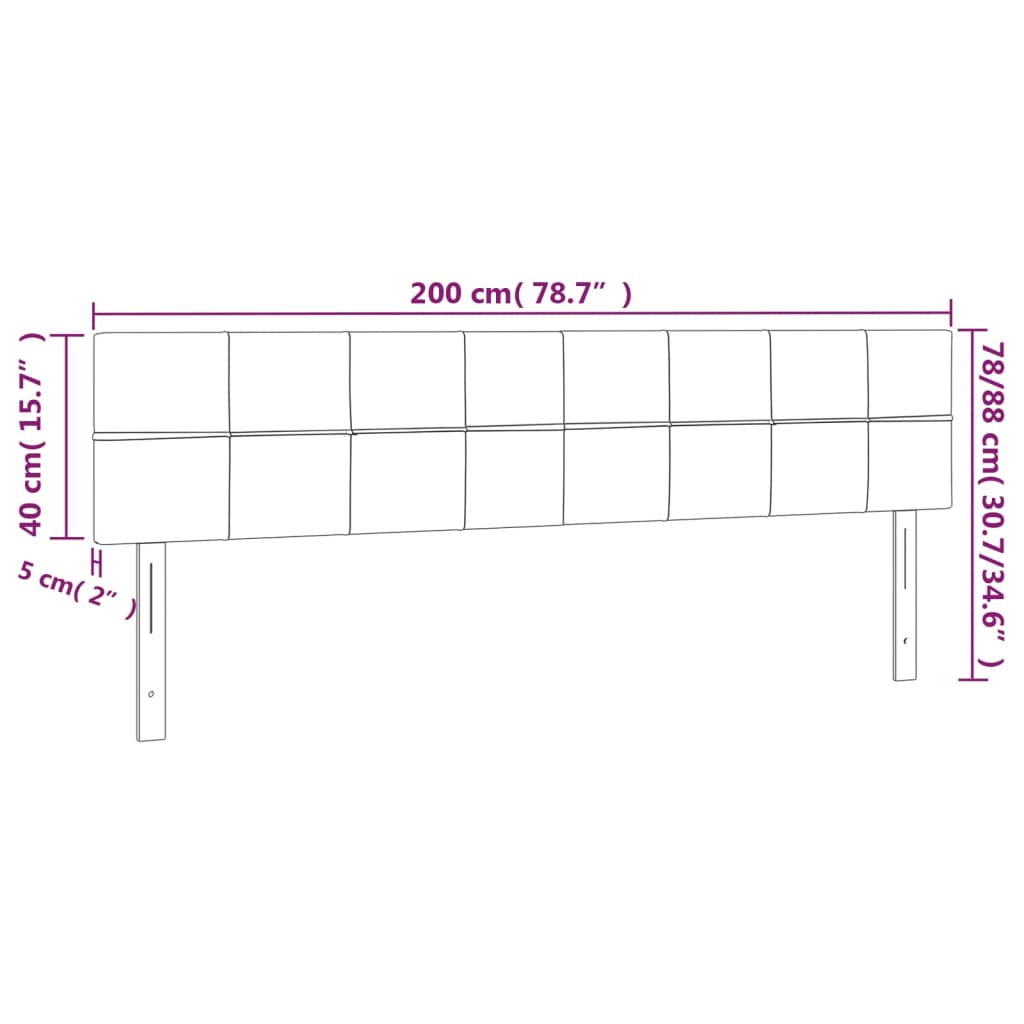 vidaXL Κεφαλάρι Κρεβατιού LED Μαύρο 200x5x78/88 εκ. Υφασμάτινο