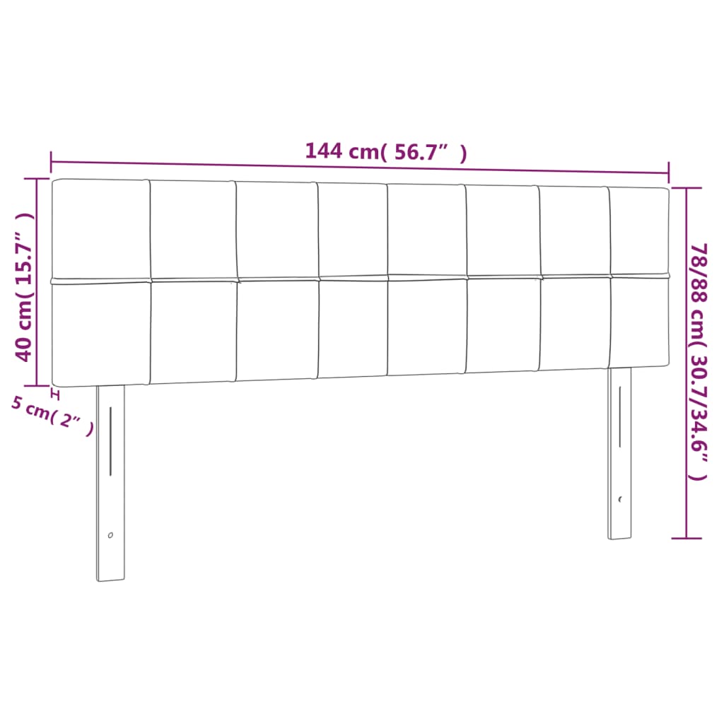vidaXL Κεφαλάρι Κρεβατιού LED Μαύρο 144x5x78/88 εκ. Βελούδινο
